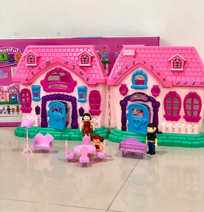 Dollhouse toy castle for girls includes accessories and 3 dolls