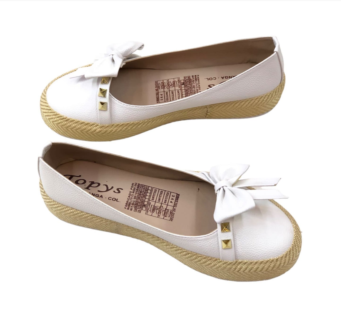 White Women's Moccasin Shoes with Glitter