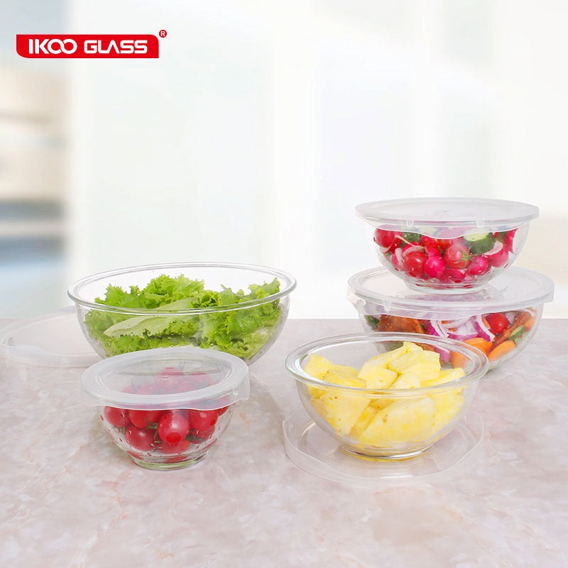 Set of 5 glass food bowls 