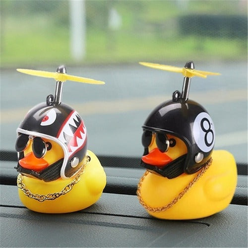 Duckling Traveling Duck With Helmet Propeller Glasses Chain For Bike Motorcycle