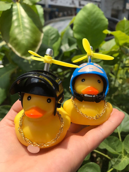 Duckling Traveling Duck With Helmet Propeller Glasses Chain For Bike Motorcycle