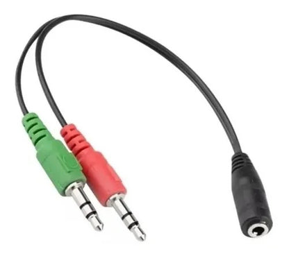 Cable Audio Microfono 1 Hembra X 2 Machos 3.5mm Triestereo para computador