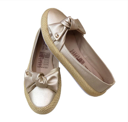 Champagne Colored Ladies Loafers Shoes With Bow