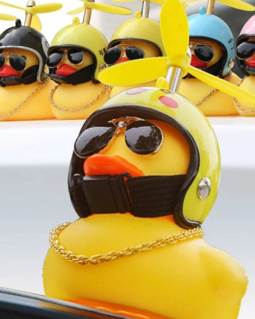 Duckling Traveling Duck With Helmet Propeller Glasses Chain For Bike Motorcycle