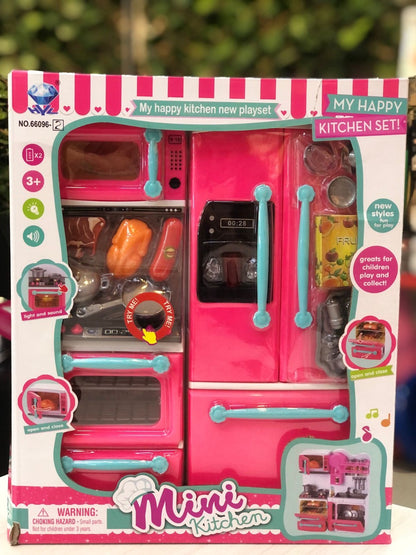 Mini Cocina De Juguete Para Niñas Con Accesorios (Funciona con pilas)