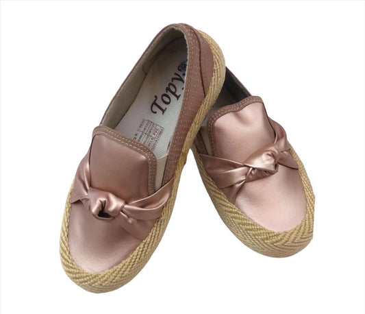 Women's Rose Gold Loafers Shoes with Bow