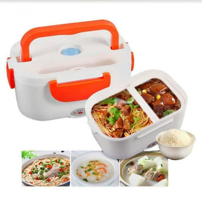 Electric Lunch Box Portable Food Container 2 Compartments + Spoon