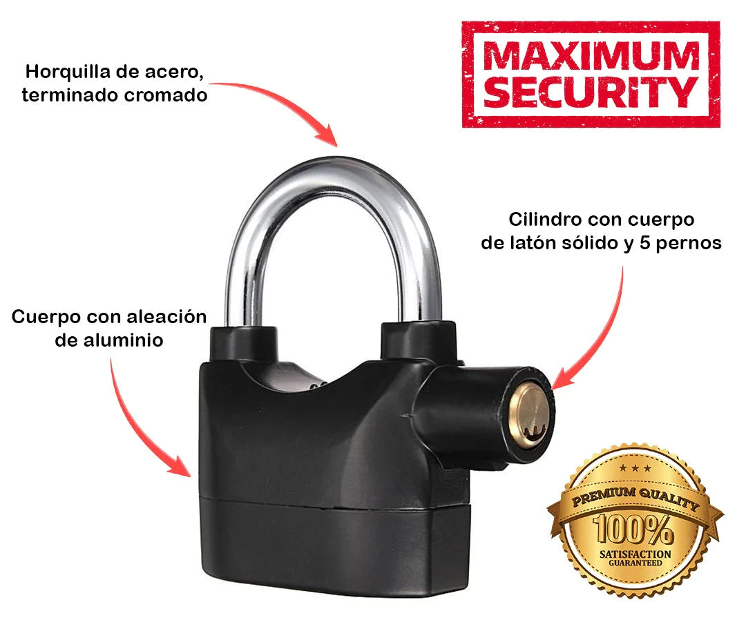 Candado De Seguridad Con Alarma + Envio Gratis