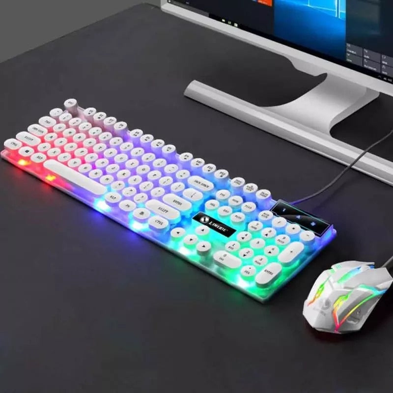 Gamer Combo Keyboard with Lights + Retro Illuminated Mouse M400