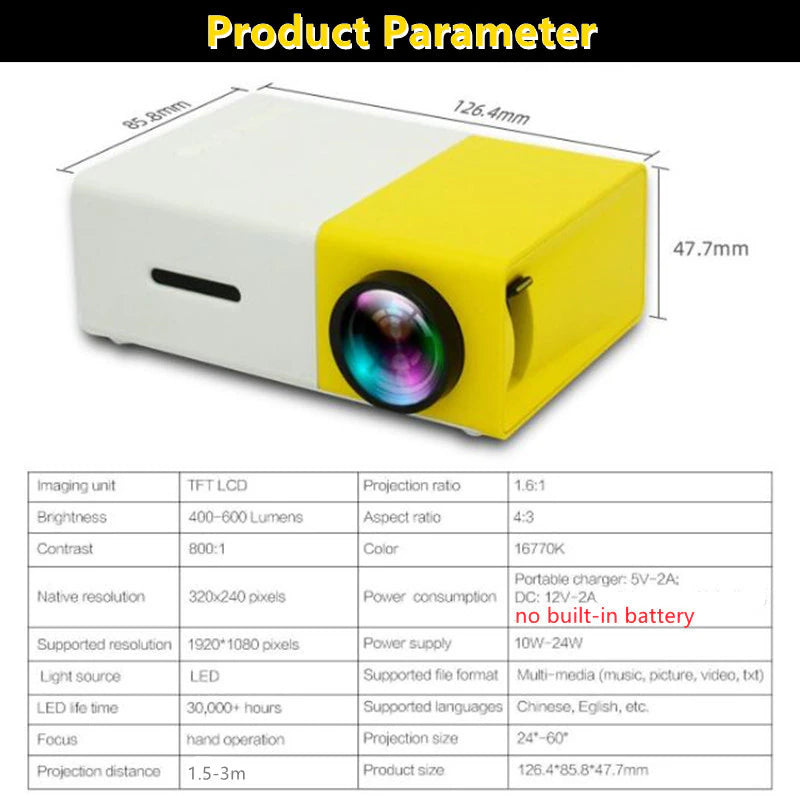 Mini Proyector LED Video Beam 600 Lumens + Envio Gratis