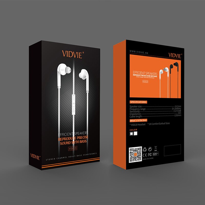 Headphones, Vidvie HS619 3.5mm Earphone with Mic Original