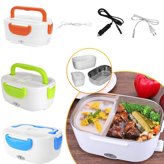 Electric Lunch Box Portable Food Container 2 Compartments + Spoon