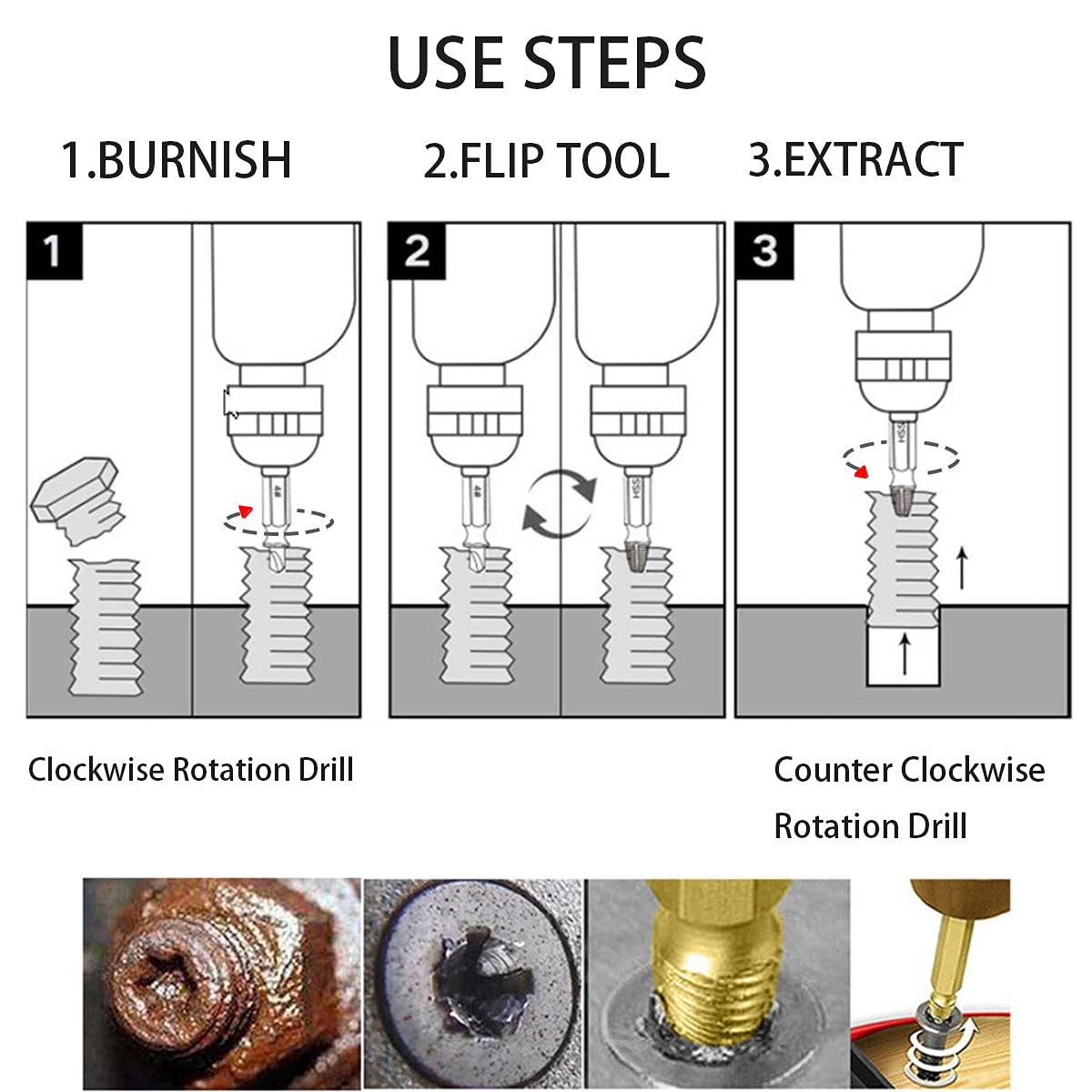 6 Piece Damaged Screw Extractor Drill Bit Set + Free Shipping