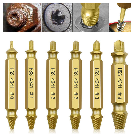 6 Piece Damaged Screw Extractor Drill Bit Set + Free Shipping