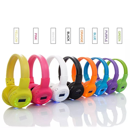 N65 Bluetooth Rechargeable Headphones Headband LED Display USB SD FM