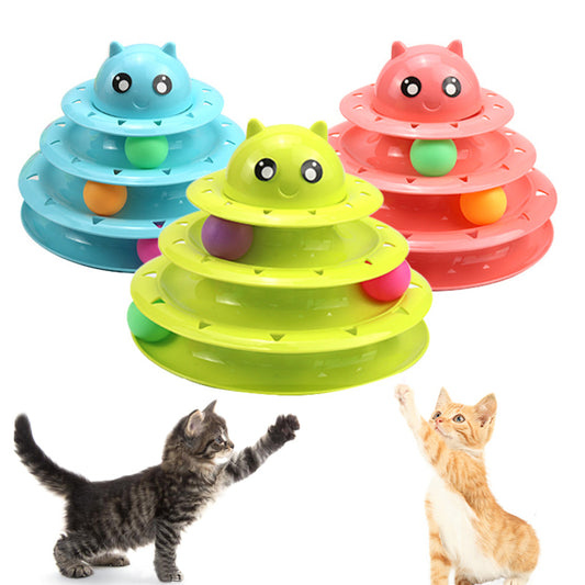 Cat Toy 3-Level Tower with Rotating Balls