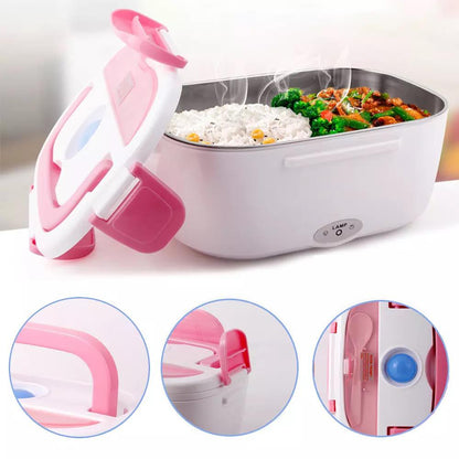 Electric Lunch Box Portable Food Container 2 Compartments + Spoon