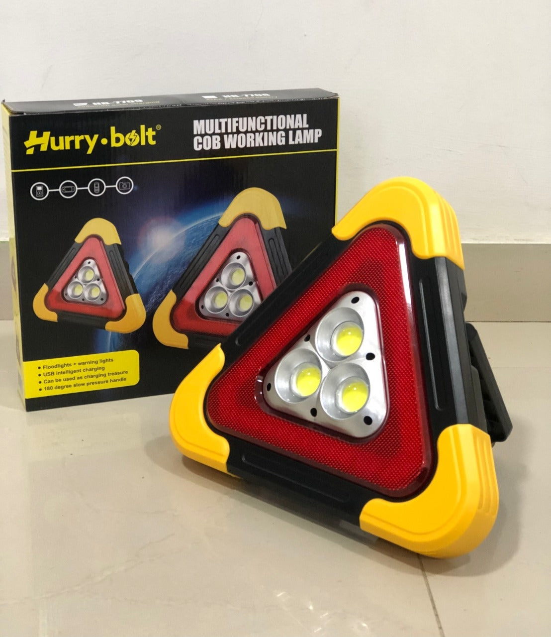 Portable Triangular Led Floodlight, Solar Car Repair Work Lamp + Free Shipping