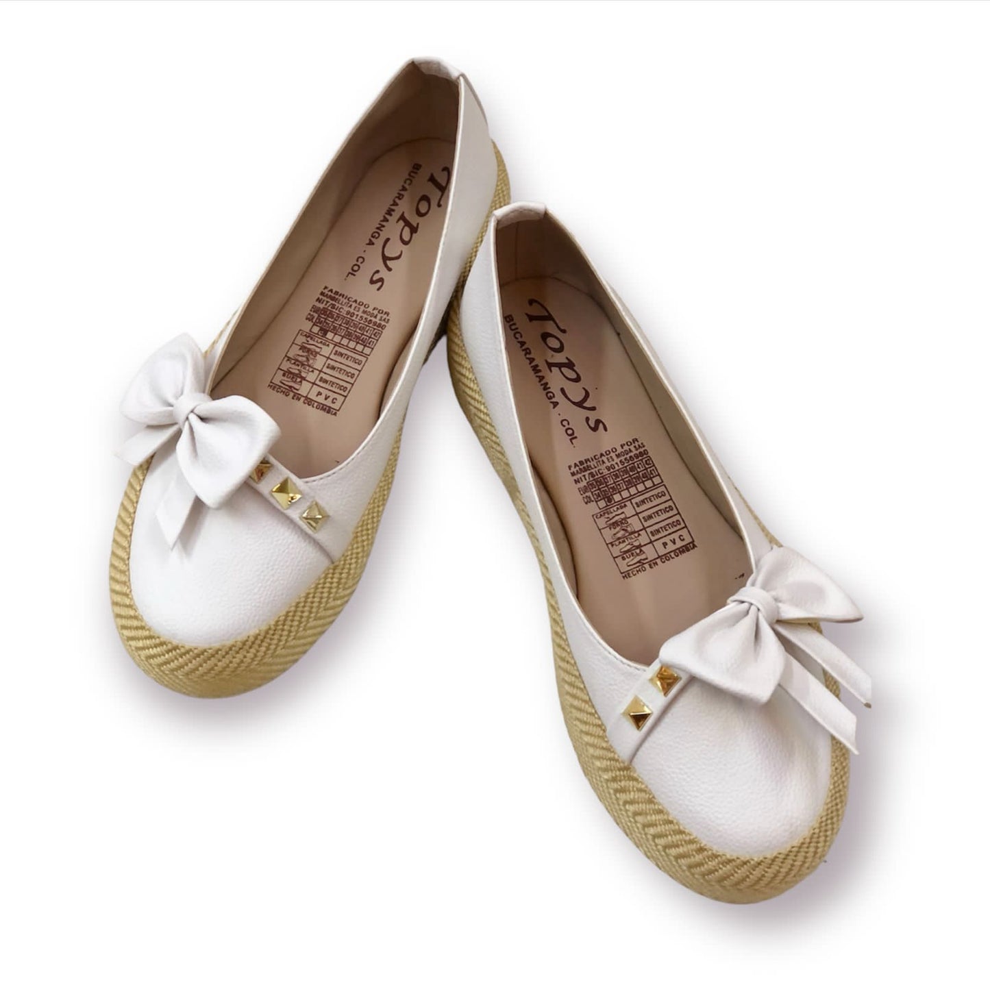 White Women's Moccasin Shoes with Glitter