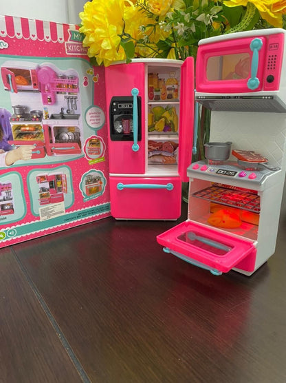 Mini Toy Kitchen for Girls with Accessories (Battery Operated) 