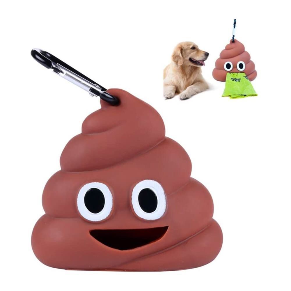 Dispensador de bolsas para popó de mascotas con diseño de emoji mr poo