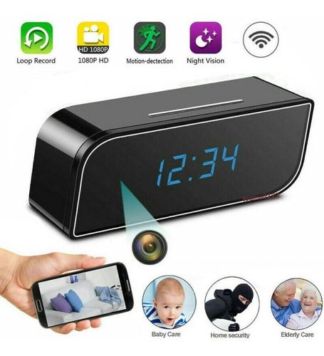 Reloj Despertador Con Camara Espia Wifi Recargable 1080 P