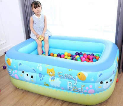 Rectangular Inflatable Pool Three Rings With Panda Design Measures 1.80*1.40*60cm 