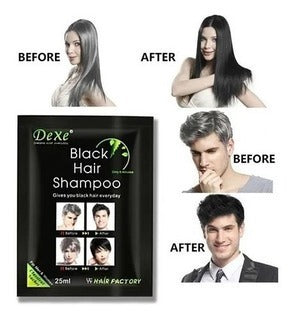 Shampoo Covers Gray Hair Black Color Box X10 Sachets