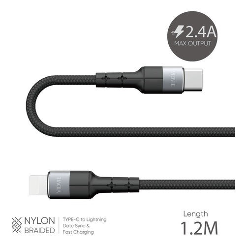 Vidvie 1.2m AC Type Smart Mobile Phone Charging Cable for iPhone Lightning