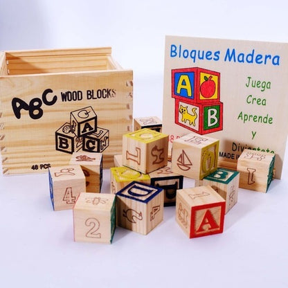 ABC Blocks Wooden Figures Letters Animals Didactic