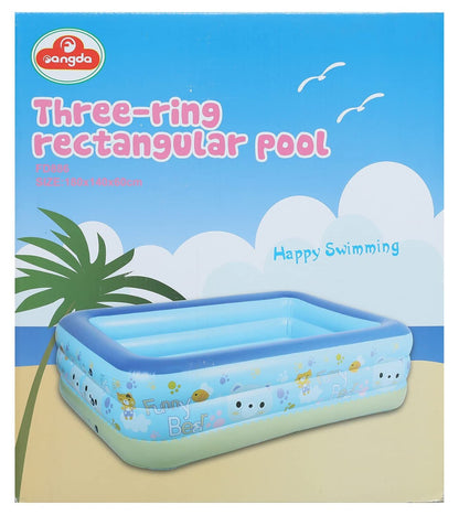 Rectangular Inflatable Pool Three Rings With Panda Design Measures 1.80*1.40*60cm 