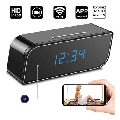 Alarm Clock With Rechargeable Wifi Spy Camera 1080P 