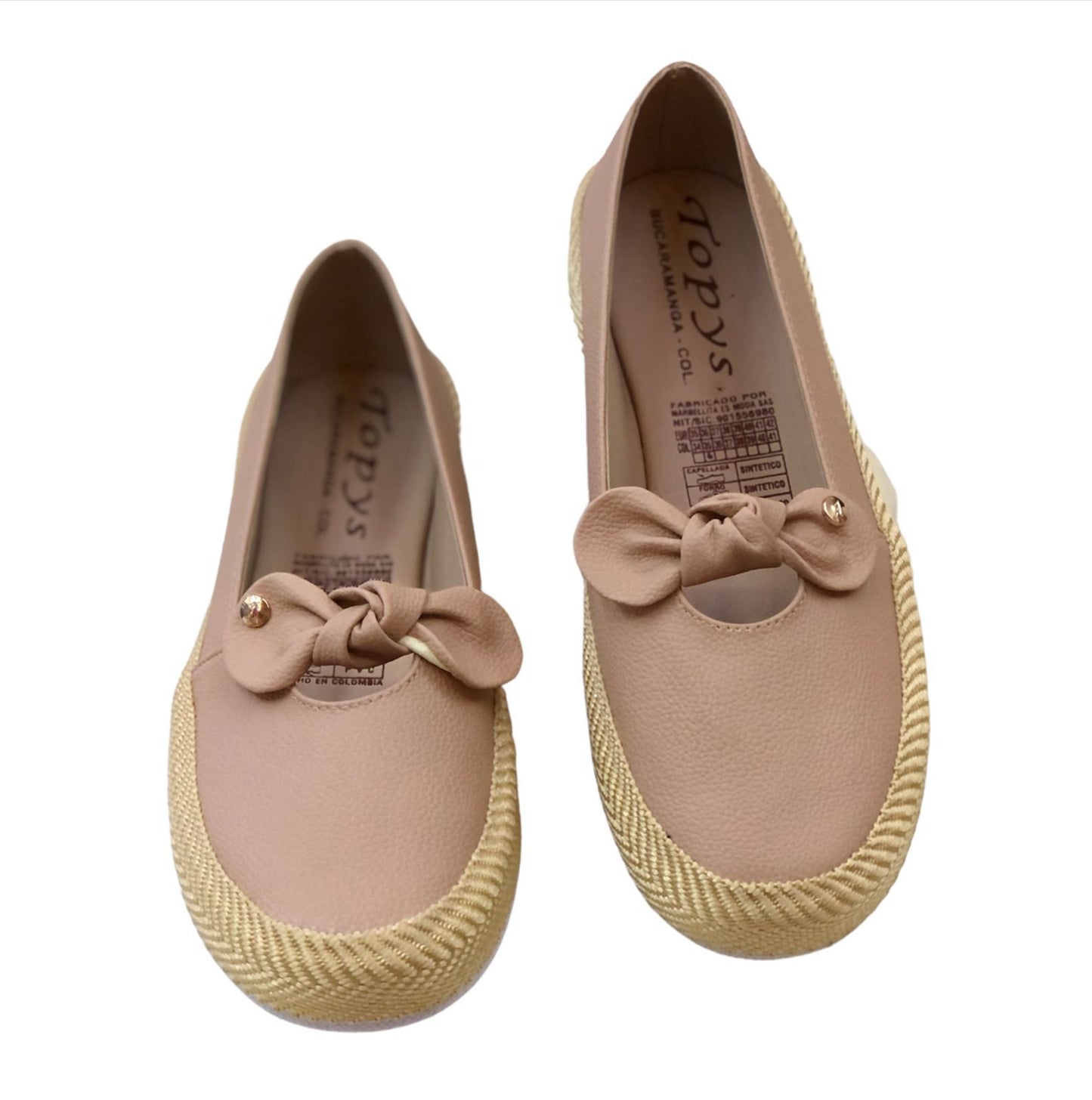 Nude Pink Ladies Loafers Shoes With Bow