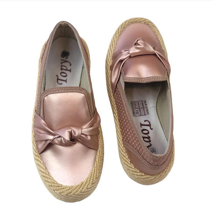 Women's Rose Gold Loafers Shoes with Bow