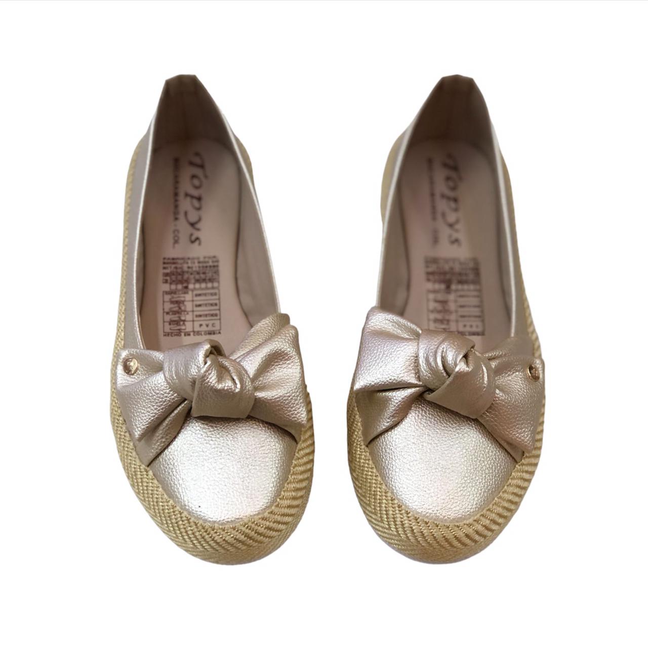 Champagne Colored Ladies Loafers Shoes With Bow