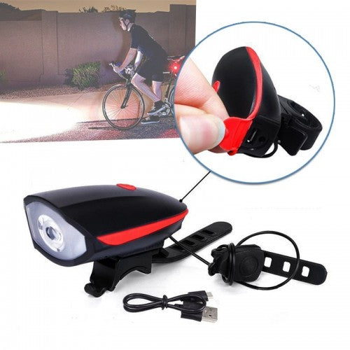 Rechargeable Bicycle Headlight with Whistle and 3 Light Modes 