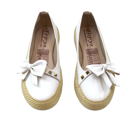 White Women's Moccasin Shoes with Glitter