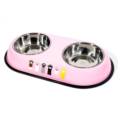 Double Pet Feeder with Anti-Rust Dishes