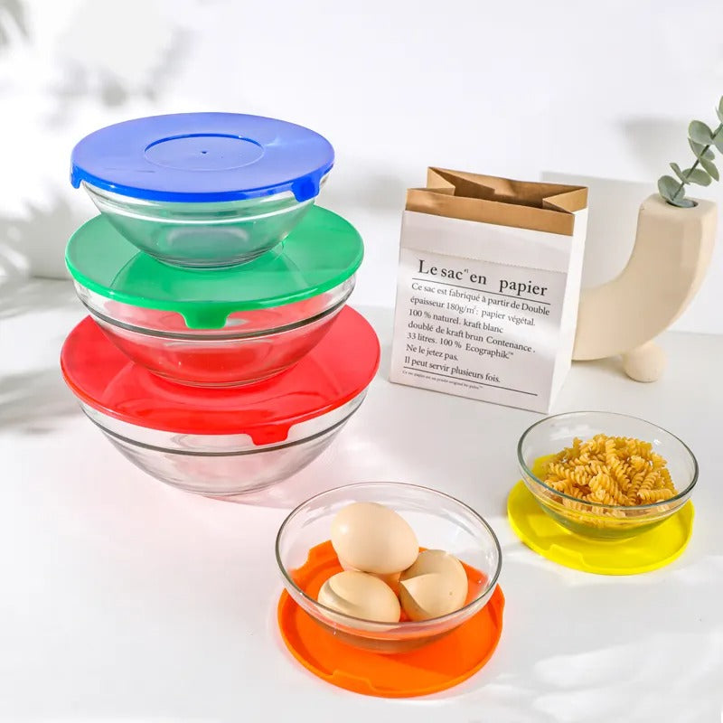 Set of 5 glass food bowls 