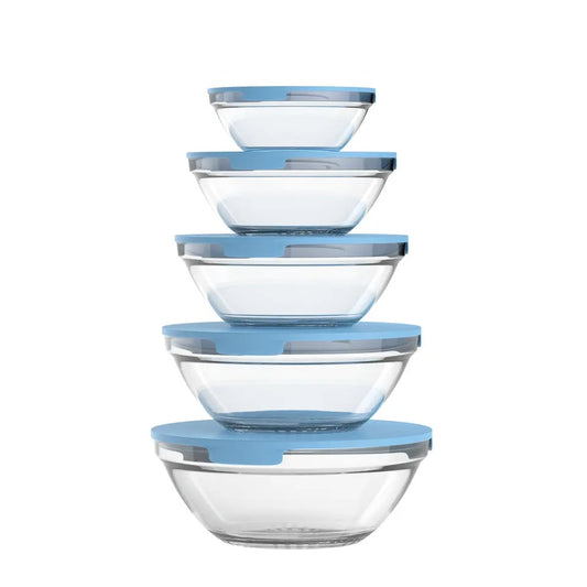 Set of 5 glass food bowls 