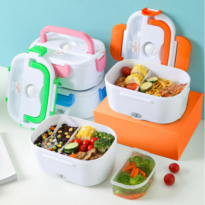 Electric Lunch Box Portable Food Container 2 Compartments + Spoon