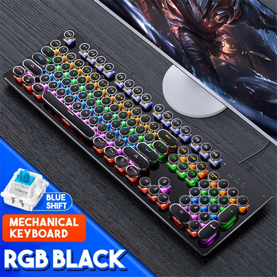 Mechanical Gamer Keyboard Round Keys RGB LED + Free Shipping 