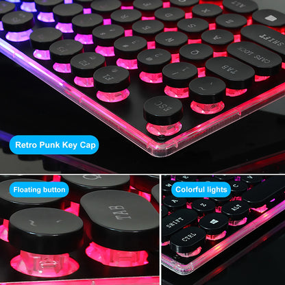 Mechanical Gamer Keyboard Round Keys RGB LED + Free Shipping 