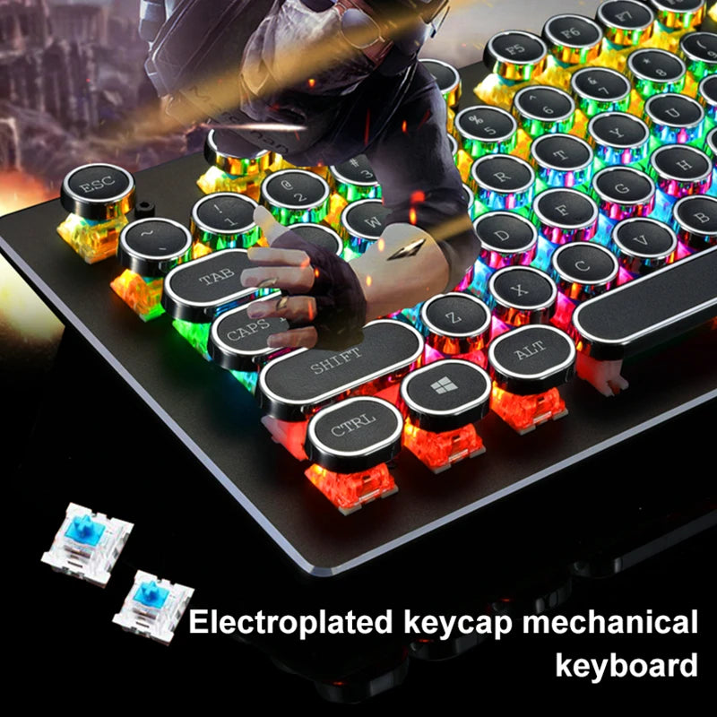 Mechanical Gamer Keyboard Round Keys RGB LED + Free Shipping 