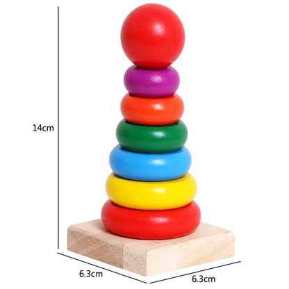 Educational Rainbow Wooden Rings Tower