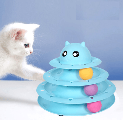 Cat Toy 3-Level Tower with Rotating Balls